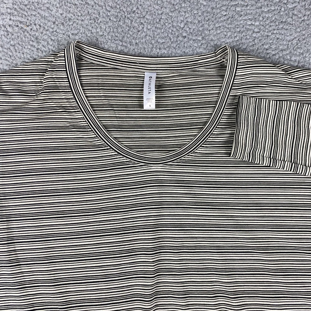Athleta Top Womens Small Scoop Neck Athletic Gym Cloudlight‎ Stratus Striped